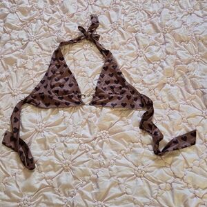 Brown Heart Print Halter Top
